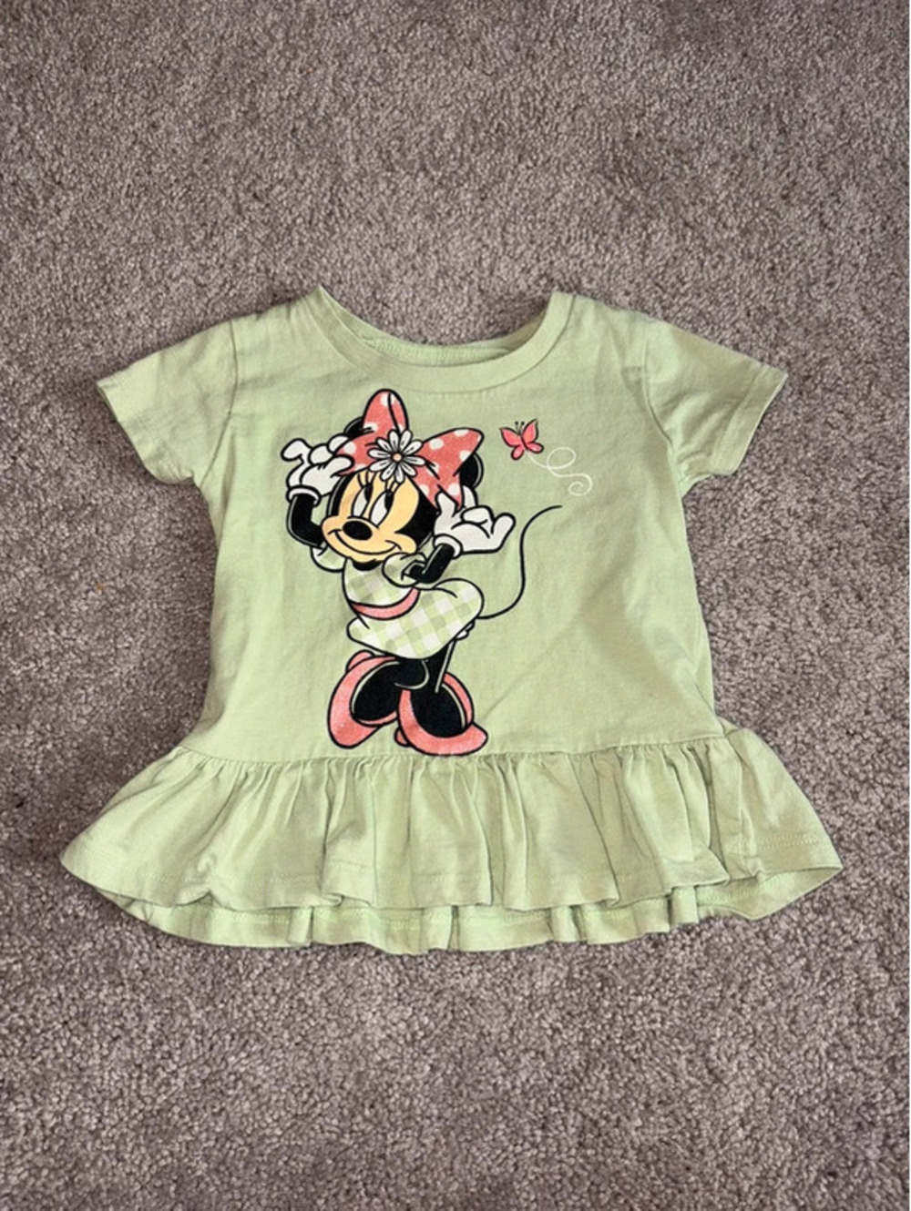 Disney Minnie Mouse Peplum Top 12 Months Green Ruffle Shirt
